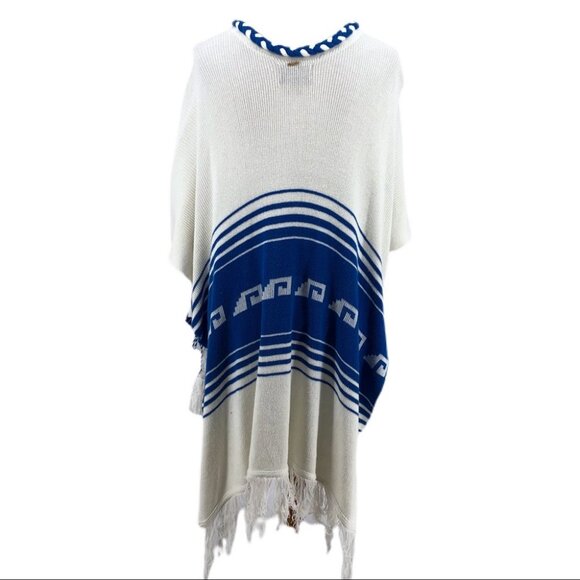 Blue Wildfox "Frida Traveler Fringe" Sweater/ Poncho XS - Picture 6 of 9